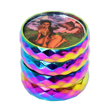 Wholesale Ladyhornet 50mm Grinder Weed Colorful Diamond Cut Surface 4 Part Herb Grinder Tobacco Grinder